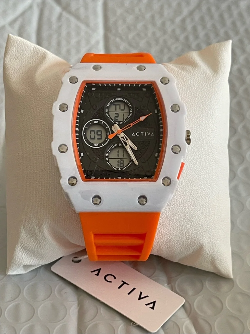 Activa X Invicta Digital Essentials Men's Watch - 42.8mm, Orange & white, new